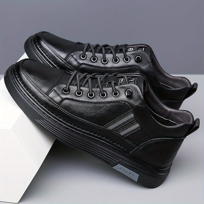 Men's Stylish High-Top Sneakers with Durable Rubber Sole & Elastic No-Tie Slip-On Design - Microfiber Faux Leather, Solid Color - ayq