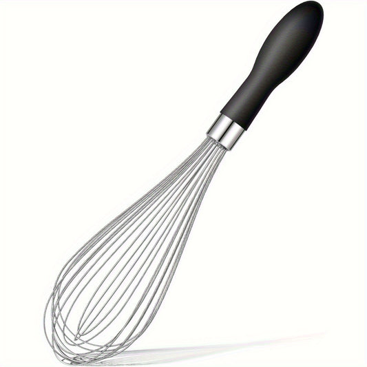 Durable Stainless Steel Whisk with Comfort Grip Silicone Handle - Perfect for Blending, Beating & Stirring - Essential Kitchen Tool for Restaurants & Food Trucks