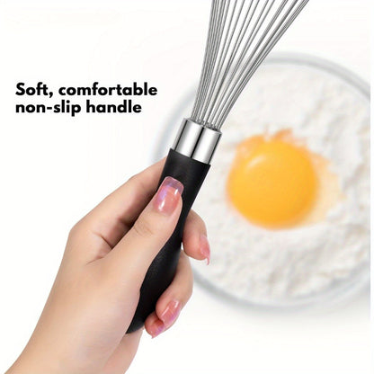 Durable Stainless Steel Whisk with Comfort Grip Silicone Handle - Perfect for Blending, Beating & Stirring - Essential Kitchen Tool for Restaurants & Food Trucks