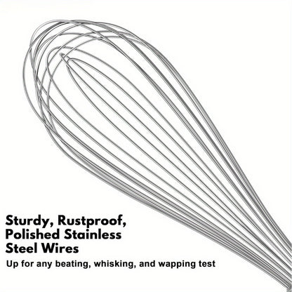 Durable Stainless Steel Whisk with Comfort Grip Silicone Handle - Perfect for Blending, Beating & Stirring - Essential Kitchen Tool for Restaurants & Food Trucks