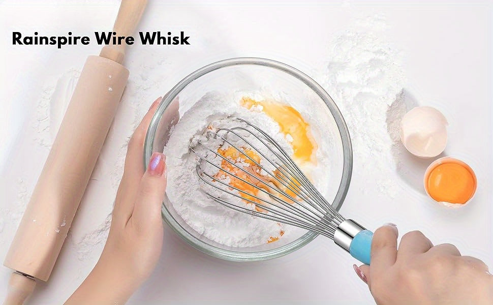 Durable Stainless Steel Whisk with Comfort Grip Silicone Handle - Perfect for Blending, Beating & Stirring - Essential Kitchen Tool for Restaurants & Food Trucks