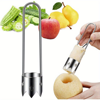 1pc/2pcs/3pcs Red Bell Pepper Seed Corer, Stainless Steel Fruit Core Remover Apple Core Seed Remover Vegetable Corer Tool for Vegetables Fruit Kitchen Utensils (Sliver)