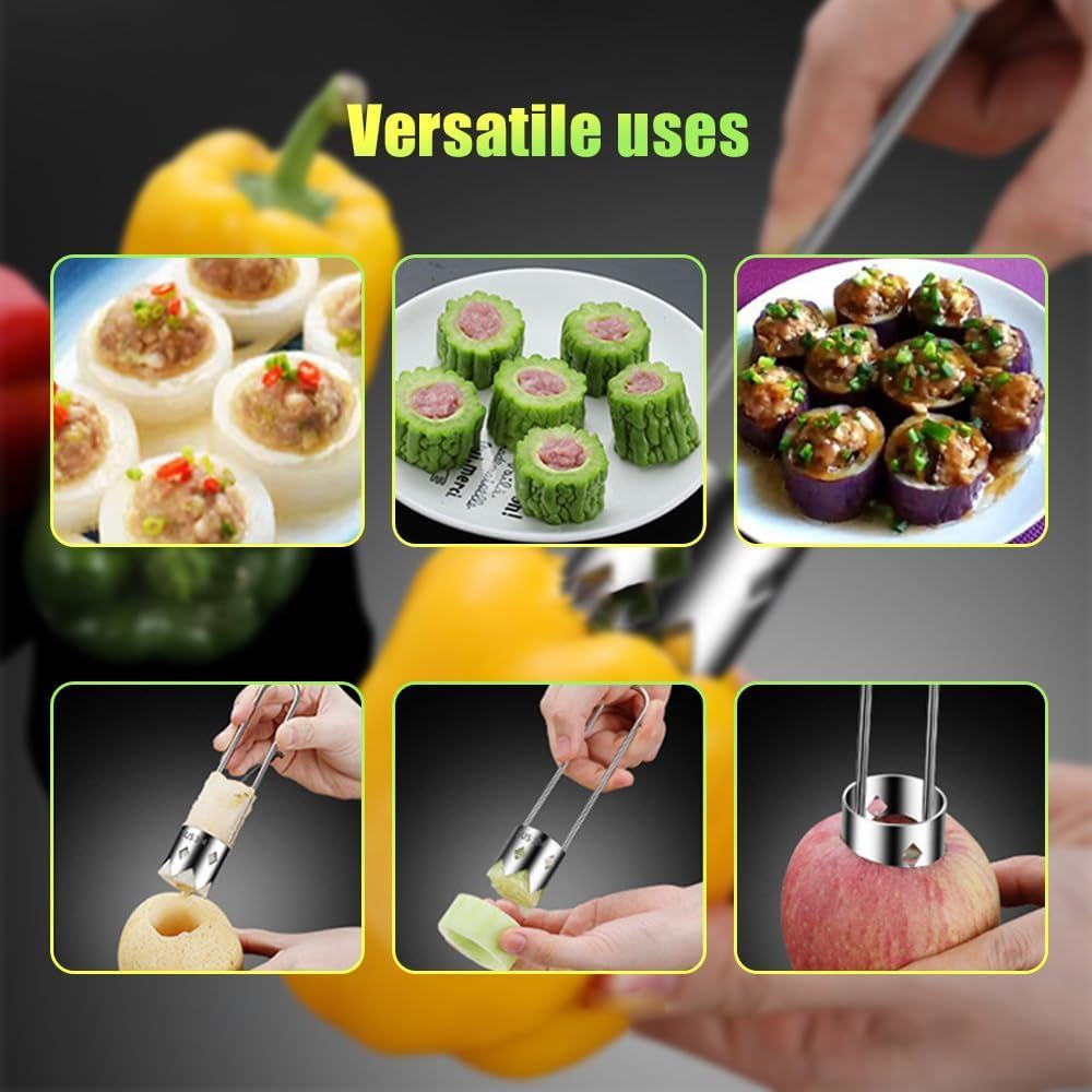 1pc/2pcs/3pcs Red Bell Pepper Seed Corer, Stainless Steel Fruit Core Remover Apple Core Seed Remover Vegetable Corer Tool for Vegetables Fruit Kitchen Utensils (Sliver)