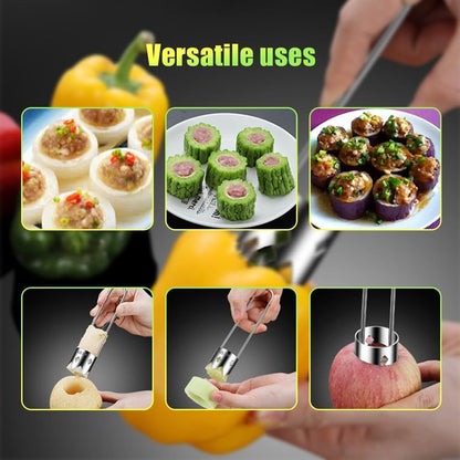 1pc/2pcs/3pcs Red Bell Pepper Seed Corer, Stainless Steel Fruit Core Remover Apple Core Seed Remover Vegetable Corer Tool for Vegetables Fruit Kitchen Utensils (Sliver)