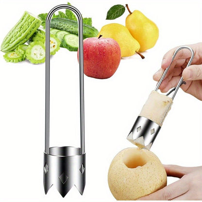 1pc/2pcs/3pcs Red Bell Pepper Seed Corer, Stainless Steel Fruit Core Remover Apple Core Seed Remover Vegetable Corer Tool for Vegetables Fruit Kitchen Utensils (Sliver)