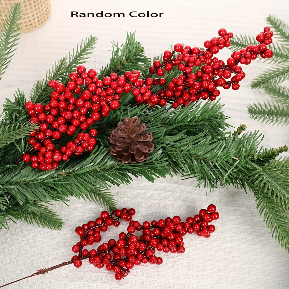 12 Pack Festive Red Artificial Berry Branches, 8.66ft/22cm, Christmas Tree Picks, DIY Crafts, Wedding & Home Decorations, Holiday Party Supplies