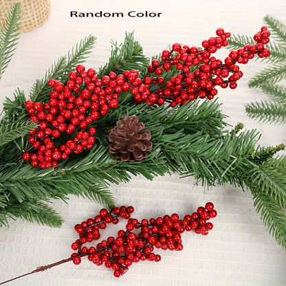 12 Pack Festive Red Artificial Berry Branches, 8.66ft/22cm, Christmas Tree Picks, DIY Crafts, Wedding & Home Decorations, Holiday Party Supplies