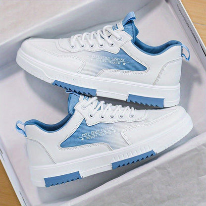 Men's Low Top Fashion Sneakers Breathable Mesh Casual Shoes with EVA Insole and Rubber Sole, Solid Color Lace-Up Sports Shoes for Men