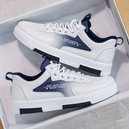 Men's Low Top Fashion Sneakers Breathable Mesh Casual Shoes with EVA Insole and Rubber Sole, Solid Color Lace-Up Sports Shoes for Men