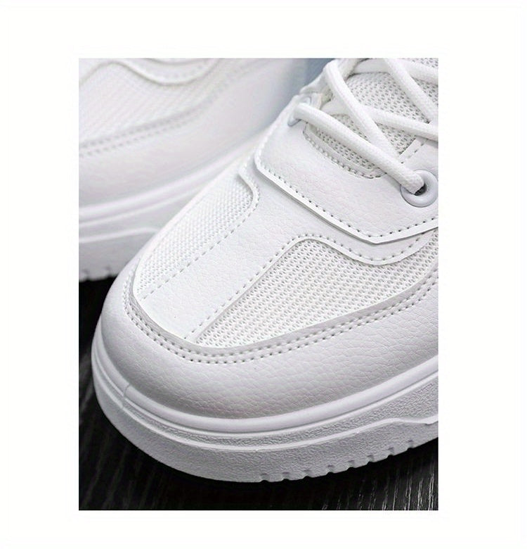 Men's Low Top Fashion Sneakers Breathable Mesh Casual Shoes with EVA Insole and Rubber Sole, Solid Color Lace-Up Sports Shoes for Men