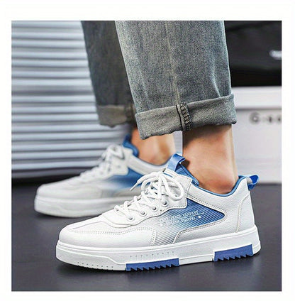 Men's Low Top Fashion Sneakers Breathable Mesh Casual Shoes with EVA Insole and Rubber Sole, Solid Color Lace-Up Sports Shoes for Men