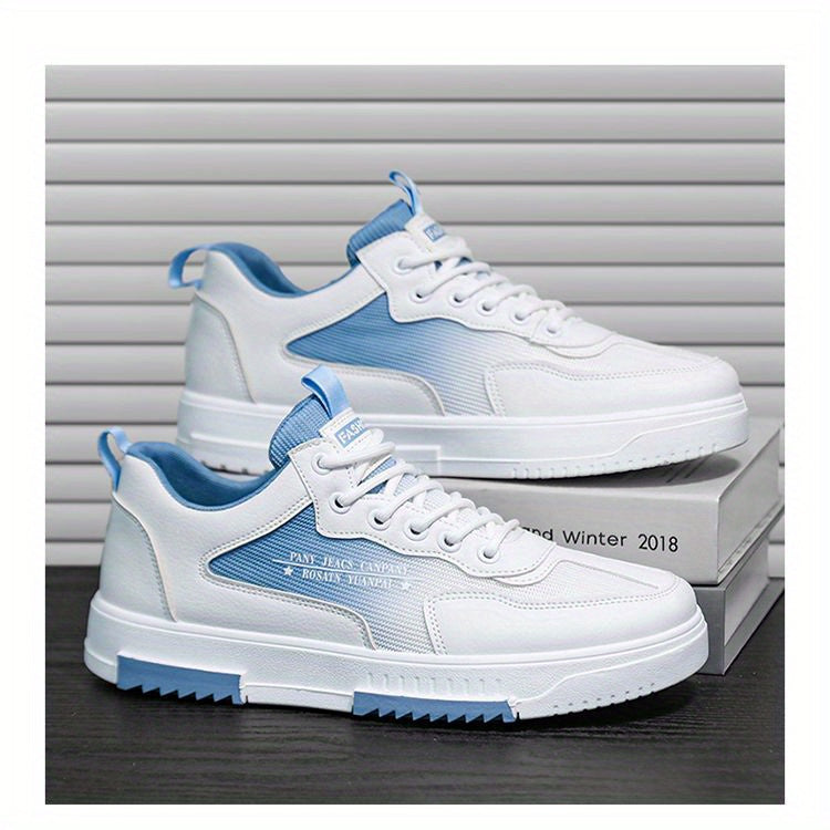 Men's Low Top Fashion Sneakers Breathable Mesh Casual Shoes with EVA Insole and Rubber Sole, Solid Color Lace-Up Sports Shoes for Men