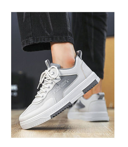 Men's Low Top Fashion Sneakers Breathable Mesh Casual Shoes with EVA Insole and Rubber Sole, Solid Color Lace-Up Sports Shoes for Men