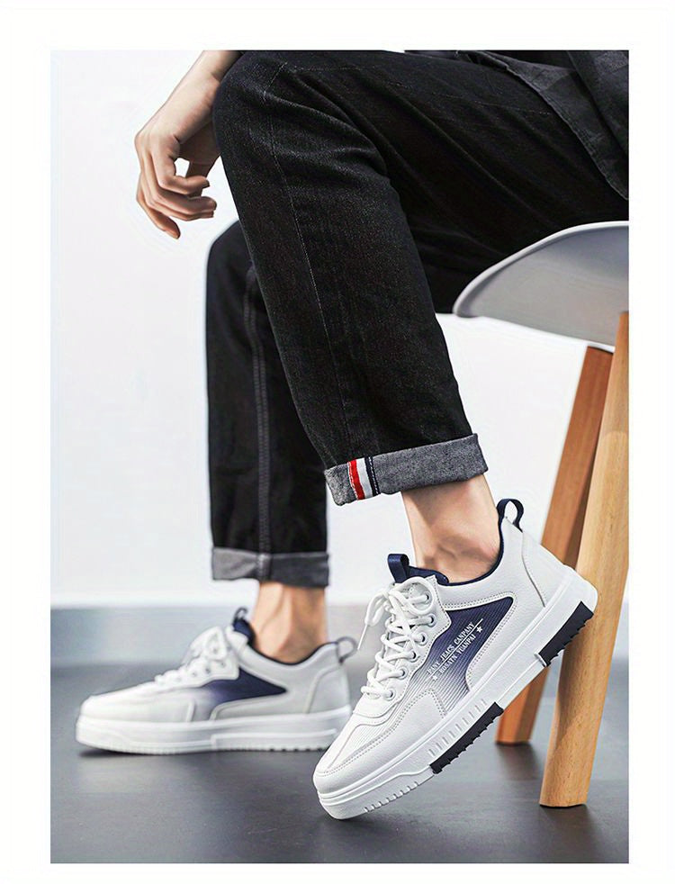Men's Low Top Fashion Sneakers Breathable Mesh Casual Shoes with EVA Insole and Rubber Sole, Solid Color Lace-Up Sports Shoes for Men