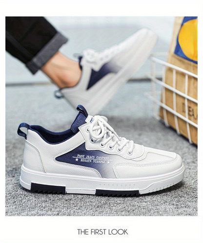 Men's Low Top Fashion Sneakers Breathable Mesh Casual Shoes with EVA Insole and Rubber Sole, Solid Color Lace-Up Sports Shoes for Men