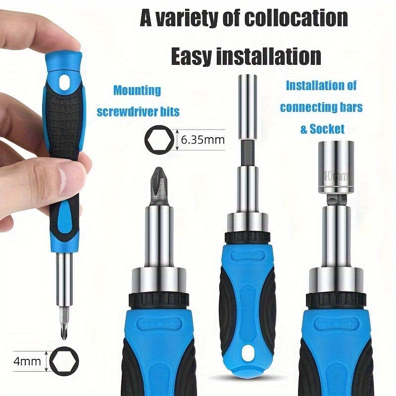 44pcs High Carbon Steel Ratchet Screwdriver Bit & Socket Set - Versatile, Compact Tool Kit for DIY, Home, Garage, and Workshop Projects