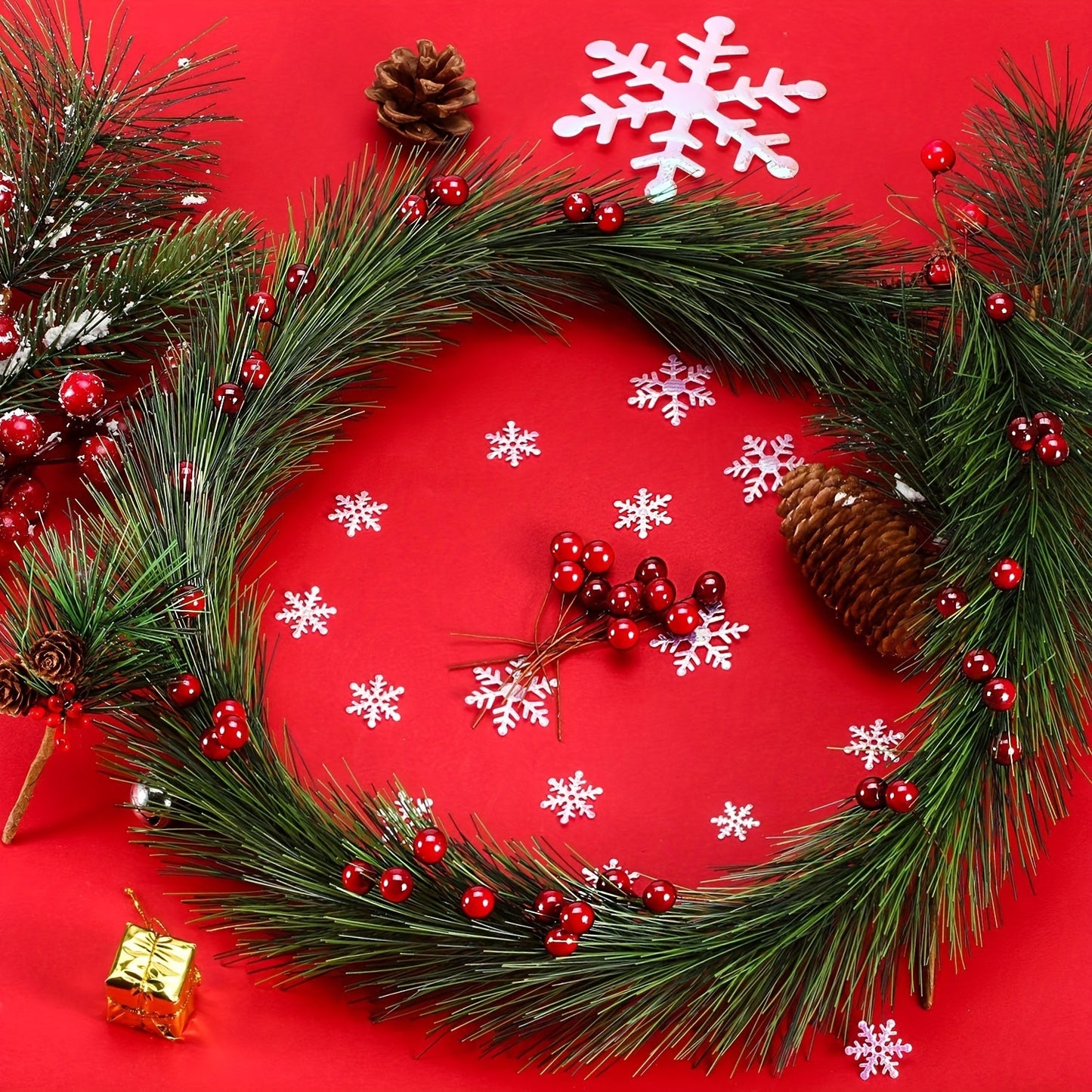 25pcs Artificial Holly Berries for Souvenir Display, 25 Mini Fake Fruit Strands for Christmas Tree Wreath DIY Crafts, New Year Use, Christmas Decorations, Faux Plants, Christmas Gift Decor Accessories, Seasonal Embellishments