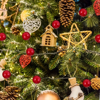 25pcs Artificial Holly Berries for Souvenir Display, 25 Mini Fake Fruit Strands for Christmas Tree Wreath DIY Crafts, New Year Use, Christmas Decorations, Faux Plants, Christmas Gift Decor Accessories, Seasonal Embellishments