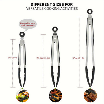 1pc of cooking clips, kitchen clips with silicone tips, locking clips, heavy duty, good grip, 7, 9, 30.48 cm, black grill toppers