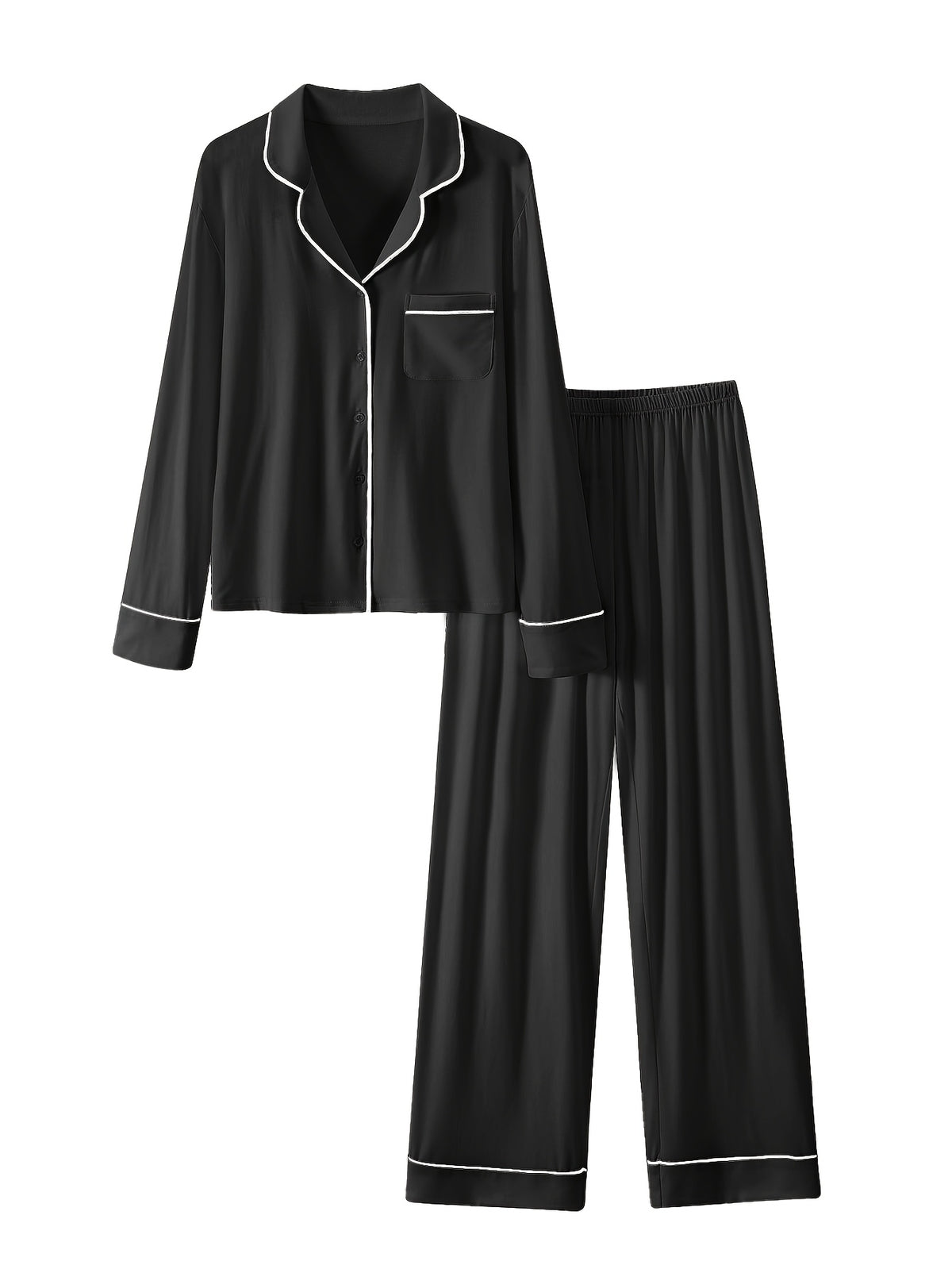 Women's Casual Modal Pajama Set with Stretchy Long Sleeves - ayq