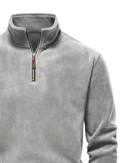 Men'S Heavyweight Full-Zip Hoodie - Thermal Winter Jacket with Zipper Closure, Stand Collar, Long Sleeve Cold Weather Coat for Skiing, Commuting - Thick Insulated Outerwear (Solid Color) - Easy-Care Zipper Front Closure, Wint