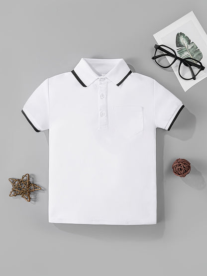 Kids' Classic Black & White Casual Polyester Shirts