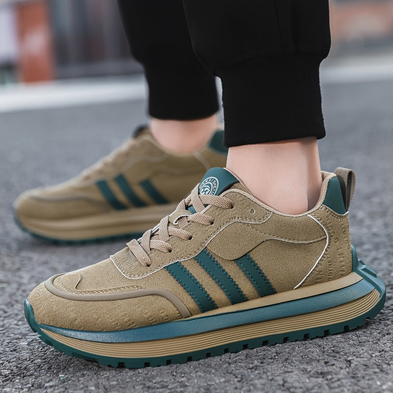 Men'S Casual Sneakers - Comfortable, Non-Slip, All-Season Footwear with Lace-Up Closure, Stylish Brown and Teal Design, Everyday Walking Shoes Stylish Casual Shoes Laceup Construction, Casual Shoes