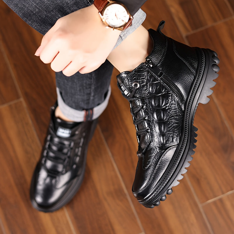 Men's Winter Lined Outdoor Work Boots, Anti-Slip High-Top Shoes