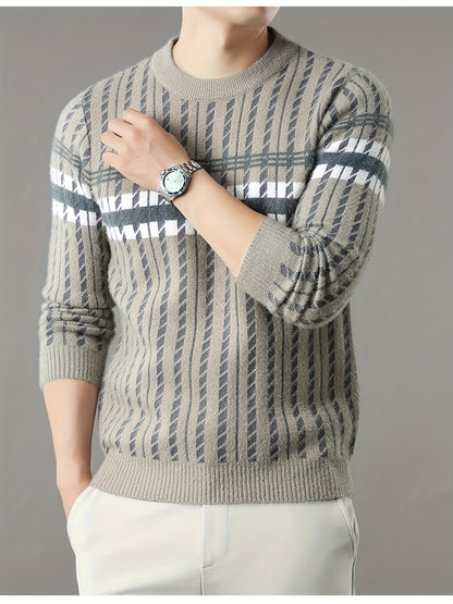 Men'S Stylish Thick Knit Sweater for Autumn And Winter, a New Casual Pullover for Warmth