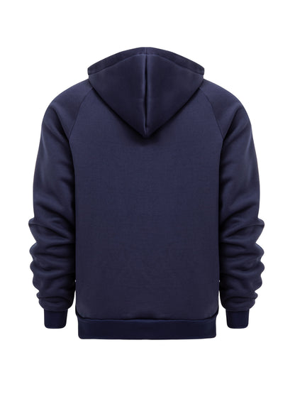 Men'S Navy Blue Hooded Zip-Up Sweatshirt - Casual Long Sleeve Pullover with Front Pockets, Soft Polyester Fabric, Perfect for Fall/Winter, Everyday Comfort Apparel|Hooded Sweatshirt|Zippered Hoodie