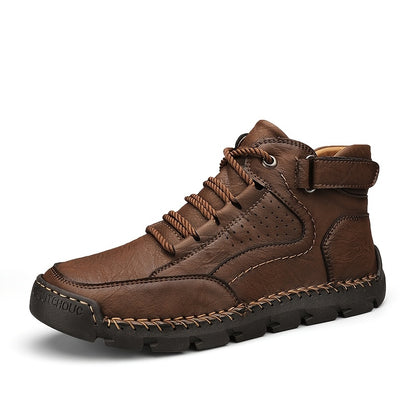Men's Breathable Lace-Up Short Hiking Boots with Rubber Sole