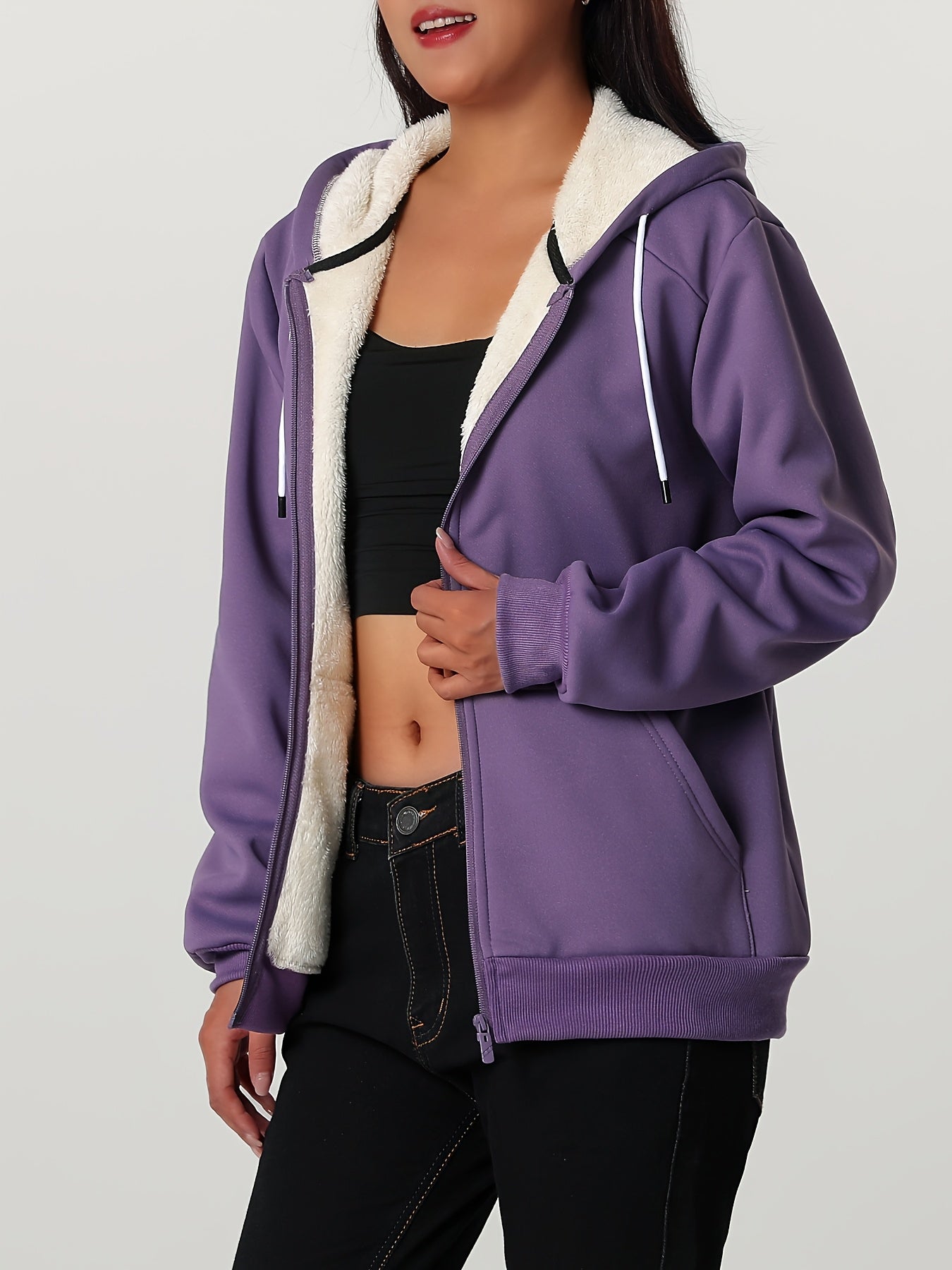 Women'S Heavyweight Winter Jacket - Thermal Insulated Cold Weather Coat with Full-Zip Closure, Large Front Pockets - Purple Outerwear for Everyday & Formal Events - Non-Stretchy Polyester Fabric - Easy-Care Ladies Outerwear,