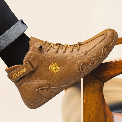Men's Casual High-Top Sneakers with Soft PU Upper and Rubber Sole