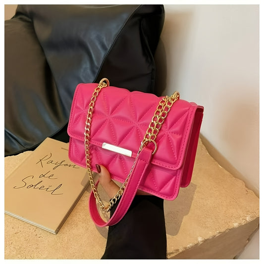 Mini Shoulder Bag with Adjustable Chain Strap & Closure - Small Square Handbag Suitable for Work, College, Business - //Multi-Color - Minimalist Crossbody Purse