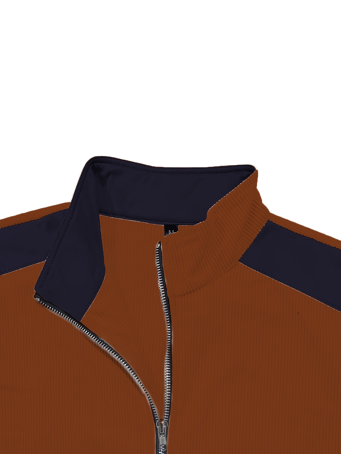 Men'S Long Sleeve Patchwork Fashion Warm Jacket, Corduroy Long Sleeve Warm Coat with Zipper Stand Collar Long Sleeve Casual Comfortable Autumn and Winter Style