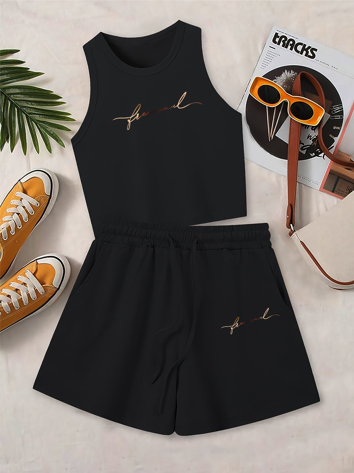 Casual Women’s Two-Piece Set with Printed Top and Shorts
