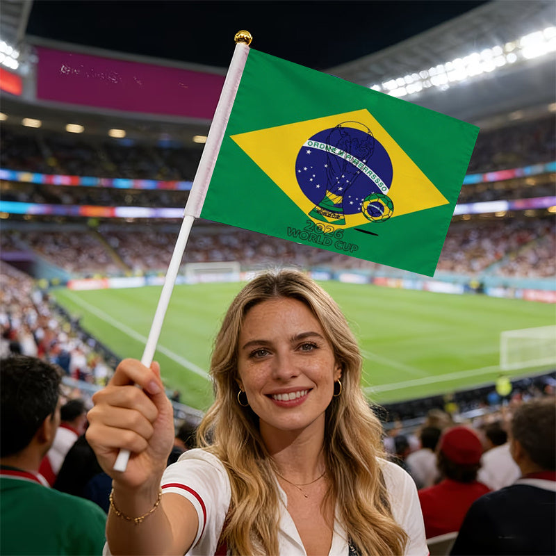 FIFA 2026 World Cup Handheld Fan Flag with Jules Rimet Trophy