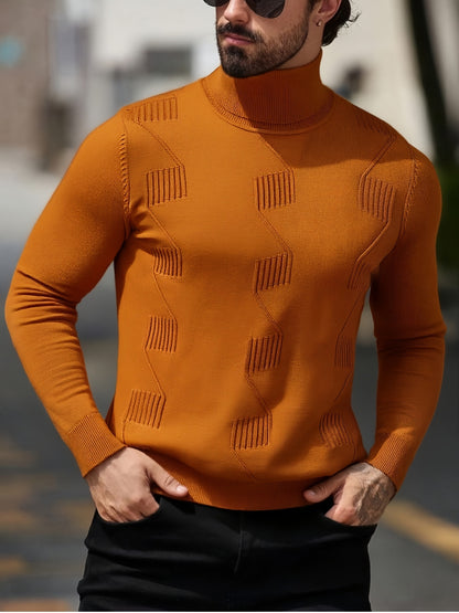 Men's Autumn/Winter High-Neck Sweater, Men's Winter High-Neck Pullover Knit Sweater, Men's Winter Clothing, Men's Sweater, Christmas Sweater, Men's Christmas Sweater, Winter Men's Apparel, New Year's Apparel, Men's Christmas