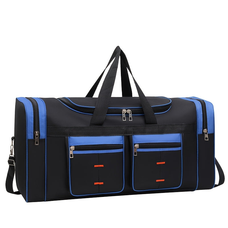 Versatile Large-Capacity Black Nylon Travel Bag for Men & Women - Durable, Adjustable Shoulder Strap, Multi-Compartment Organizer with Front Zipper Pocket - Ideal for Travel, Gym, Yoga, Camping, Work & More, Bags for Travel