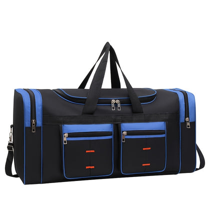 Versatile Large-Capacity Black Nylon Travel Bag for Men & Women - Durable, Adjustable Shoulder Strap, Multi-Compartment Organizer with Front Zipper Pocket - Ideal for Travel, Gym, Yoga, Camping, Work & More, Bags for Travel