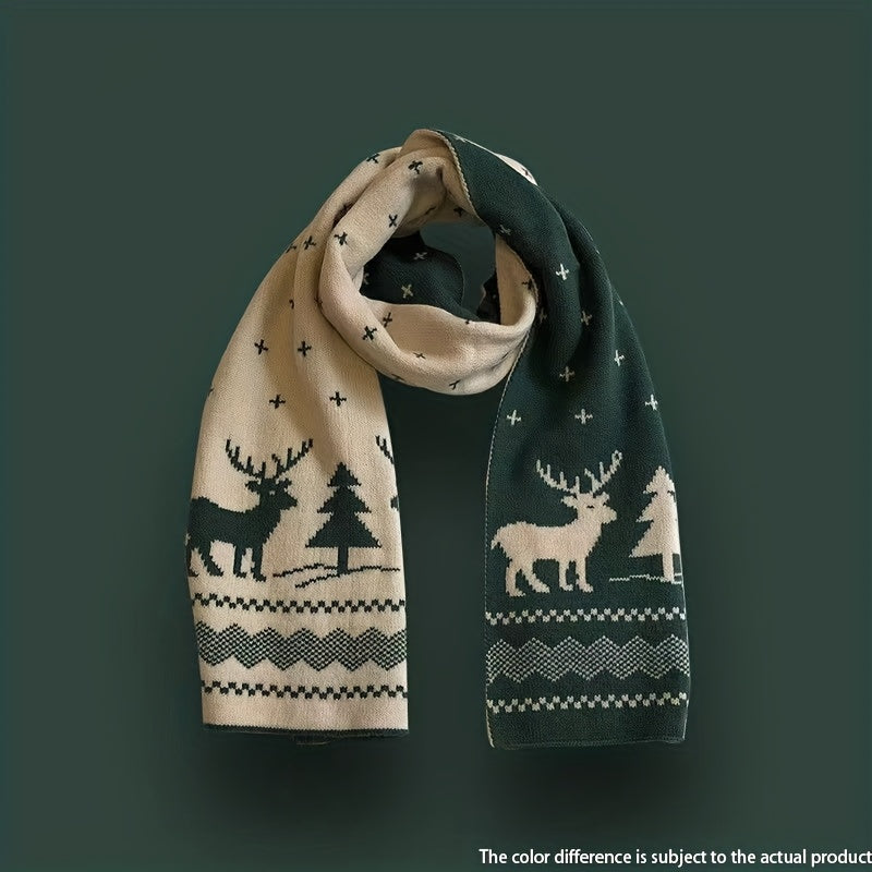 Red and Green Christmas Tree Scarf - Women's Autumn/Winter Warm Scarf, Versatile for Students and Couples, Christmas Gift Red and Green Neck Warmer, Elegant High-End Scarf for Women, Men's Winter Scarf