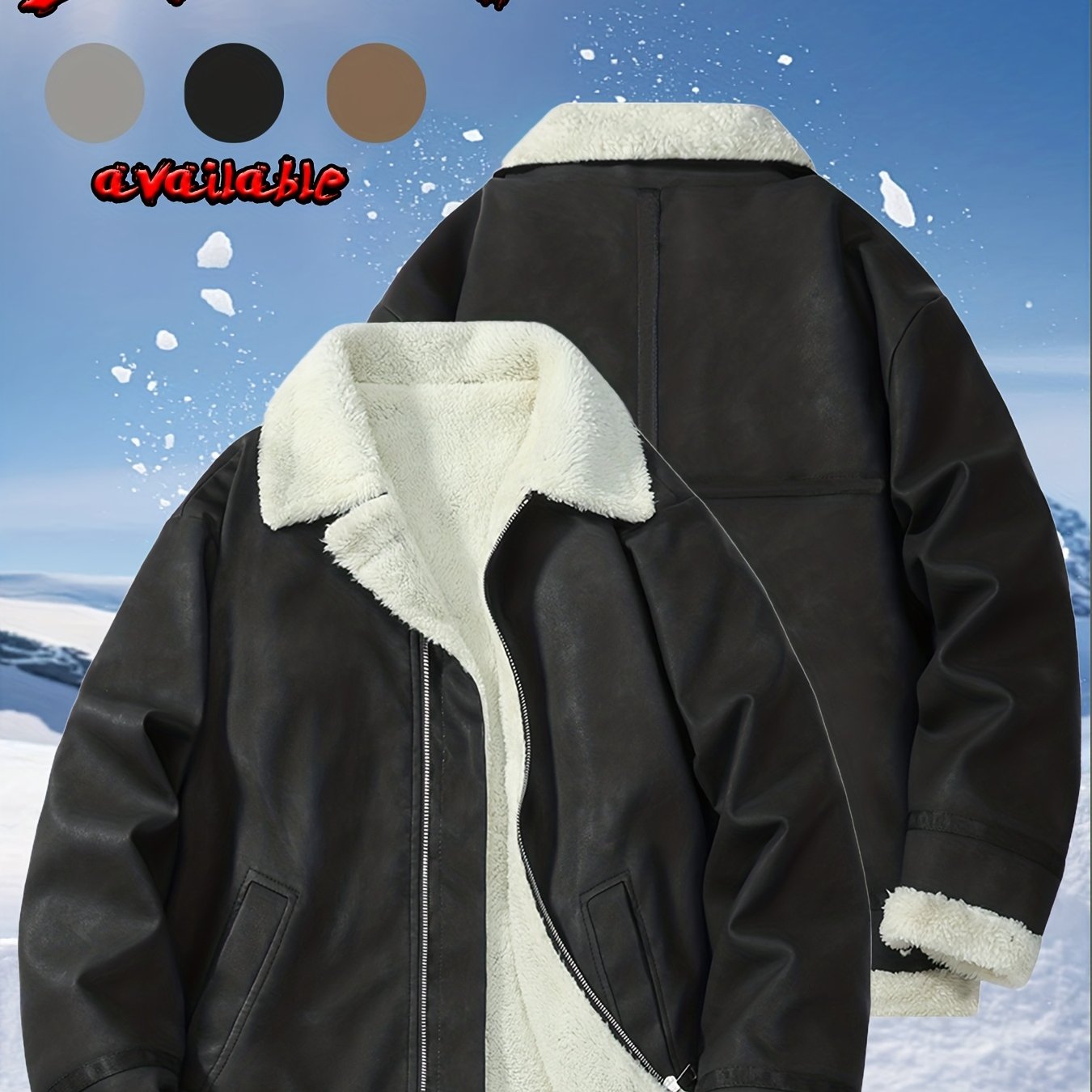 Men's Heavy-Duty Winter Bomber Jacket with - Full-Zip Workwear Coat, Collar & Full-Zip Front, Full-Zip Closure (No Bulk), Golden-Tone Button-like Closure, Hand Washable - Tan/Beige/Brown/Pink/Gray/Purple