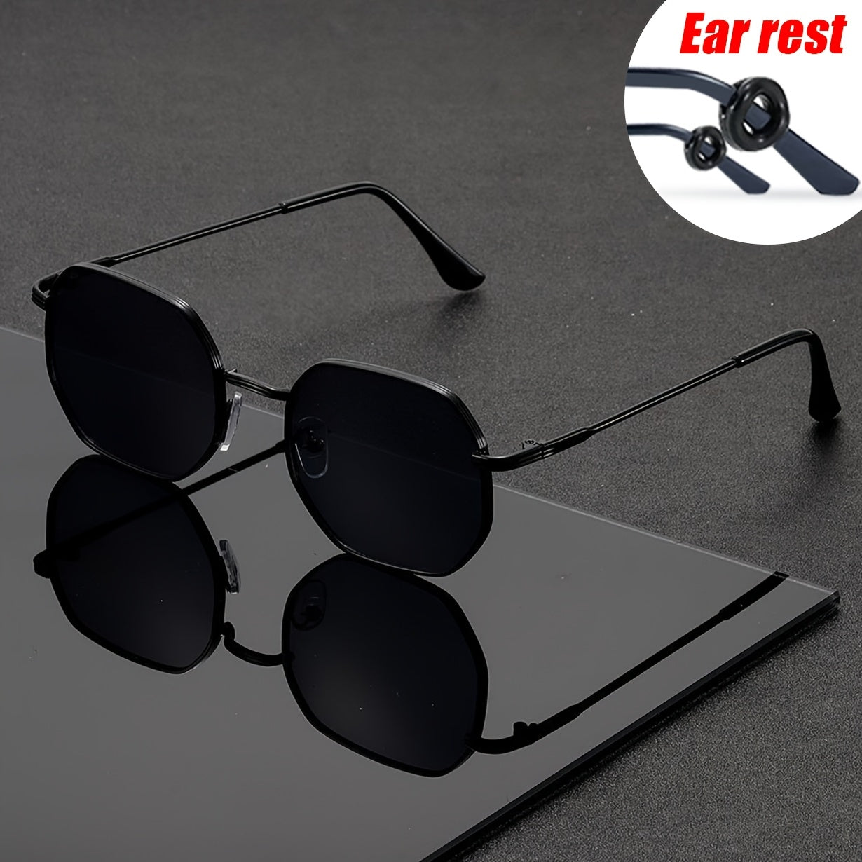 Unisex Polygonal Frame Sunglasses with UV400 Protection
