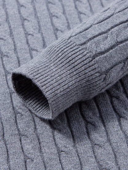 Men's Thick Winter Knit Sweater - High-Elastic Breathable Round Neck Pullover with Cross-Over Collar & Asymmetric Hem, Warm Casual Sweater for Fall/Winter, Machine Washable (Suitable for Daily Wear, Parties, Skiing) - Non- So