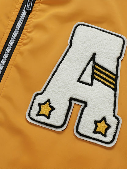 Men's Thermal Insulated Full-Zip Baseball Jacket with Full-Zip Closure - Heavyweight Winter Coat, Brown/White colorblock, Lining - Streetwear Outerwear for Casual & Formal Events - Compatible with Hoodies & Jackets (Men's Fas