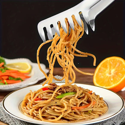 1pc, Stainless Steel Pasta Tongs, Buffet & Serving Food Tongs For Restaurant And Home Use, Durable Kitchen Utensils