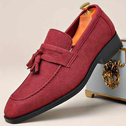 Men's Slip-On Tassel Loafers with Rubber Sole - Casual & Business