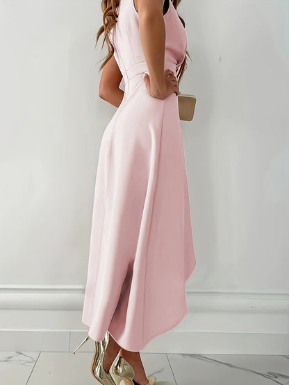 Women’s V-Neck Sleeveless Ruffle Dress for Spring Summer