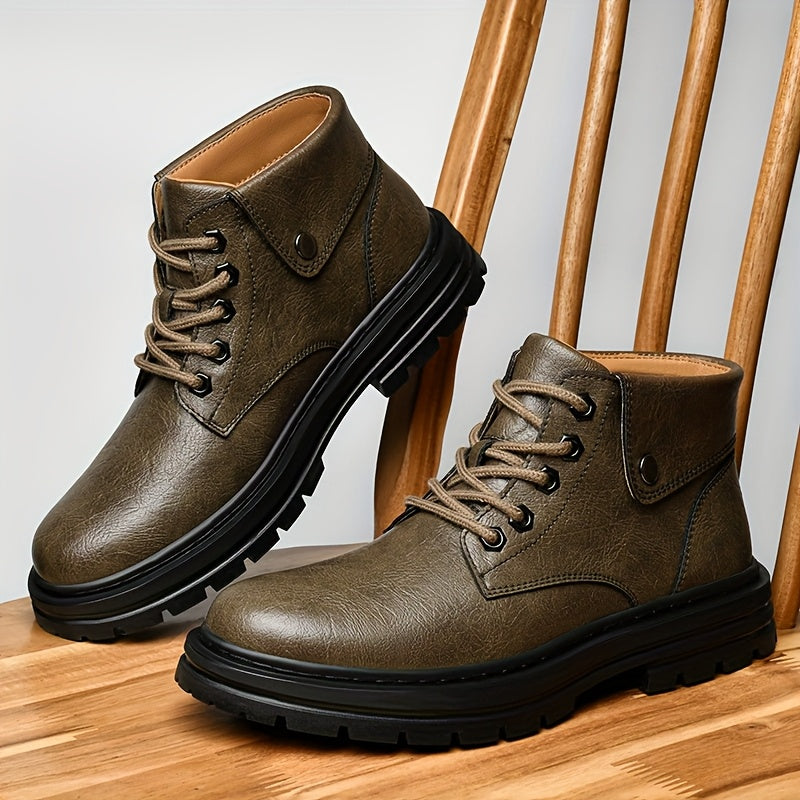 Men's Vintage Short Ankle Boots with Split Leather Upper