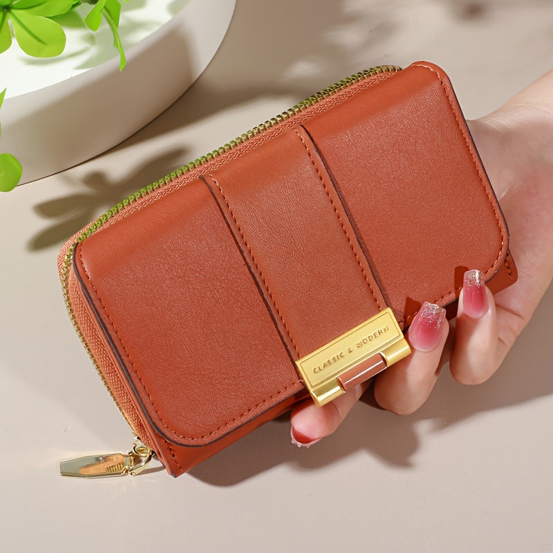 Women's Vintage PU Wallet - Long Wallet with Snap Closure & Zipper Coin Pocket, Credit Card Holder & Coin Purse, Nylon & Oil-Tanned for Everyday Use, Travel, - Women's Money Holder